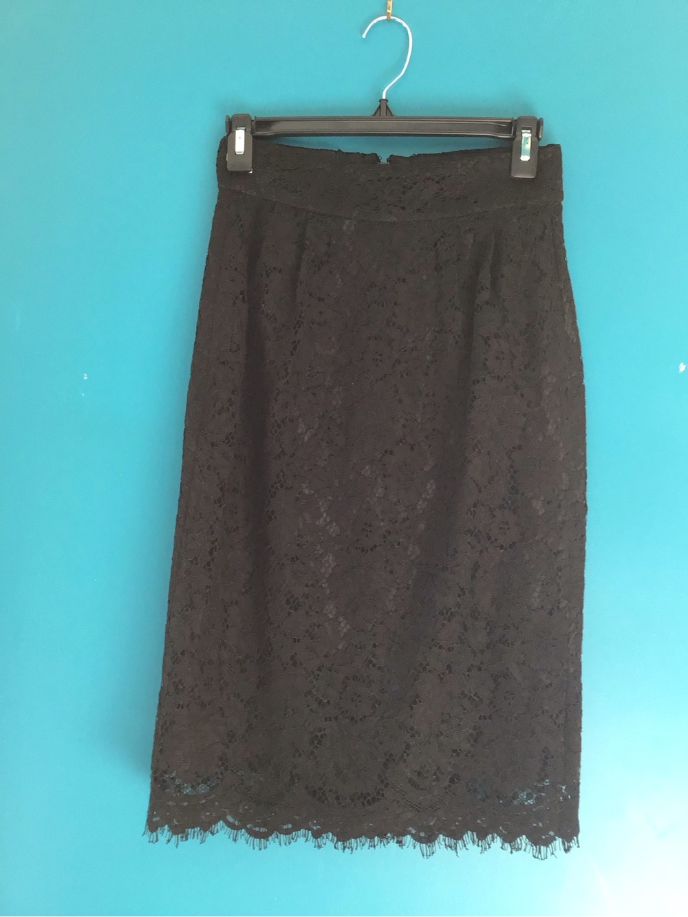 J. Crew Black Lace Pencil Skirt